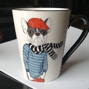 Hipster Animal Chic French Bulldog Stoneware Mug by Signature - Black, Red, Blue